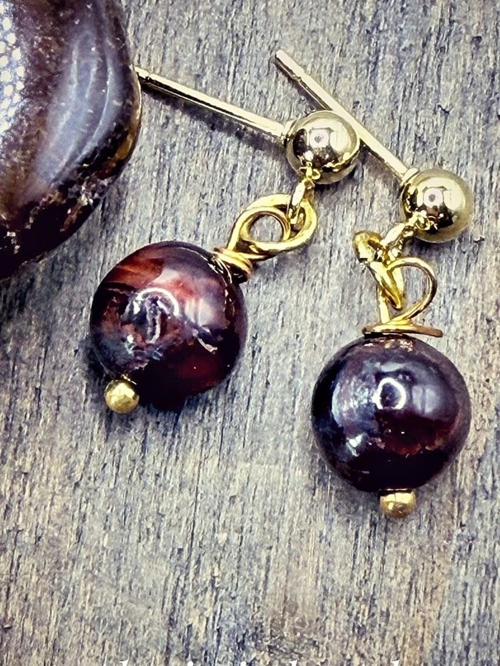 Tiger’s eye Brown Bead Drop Earrings